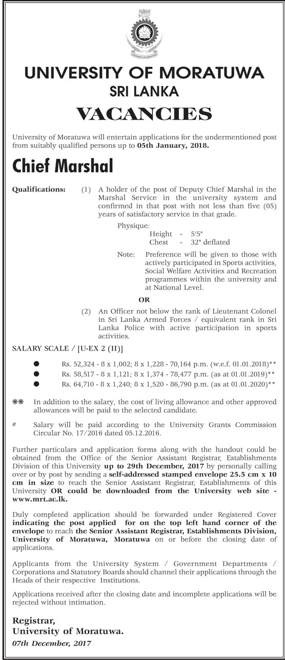 Chief Marshal - University of Moratuwa